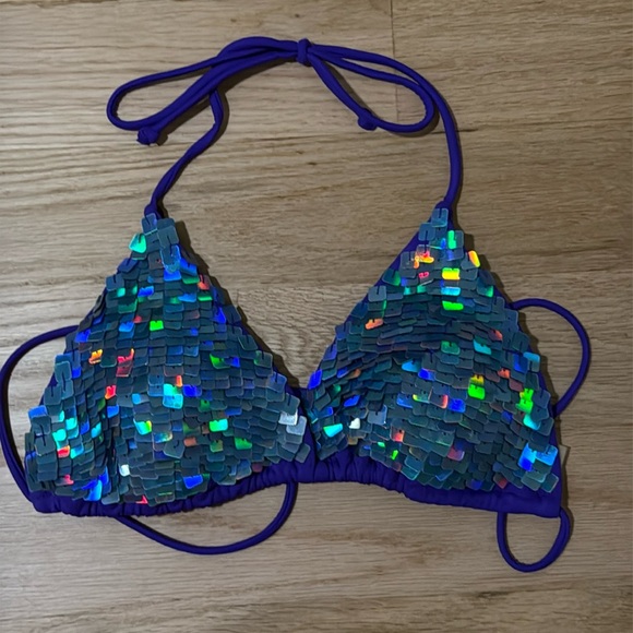 Victoria's Secret Purple Sequin Bikini Top - Picture 2 of 3